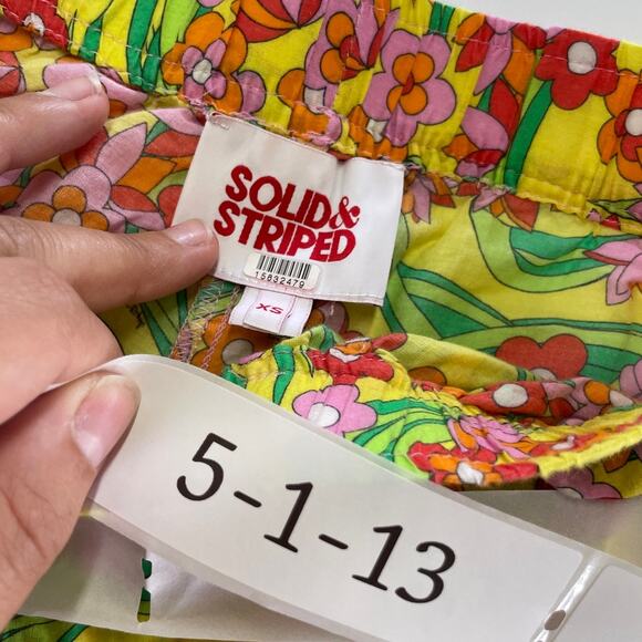 Solid & Striped Pants Womens X Small Yellow Floral Avril Ankle Cotton - Picture 5 of 10